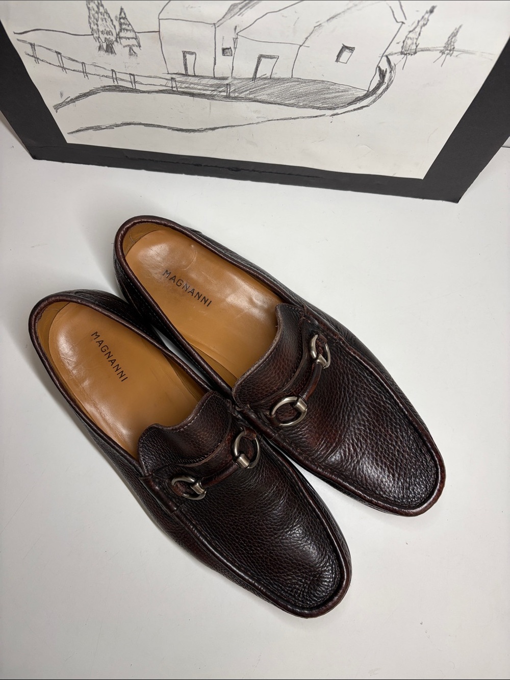 Magnanni Blas III Men's Brown Leather Moc Toe Bit Loafers Size US 9.5 - Picture 8 of 16